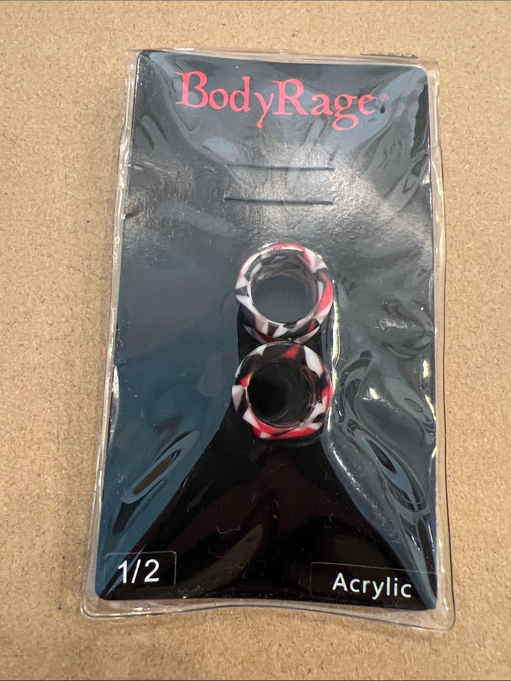 BodyRage 1/2G Acrylic Ear Plug in Black, White & Pink
